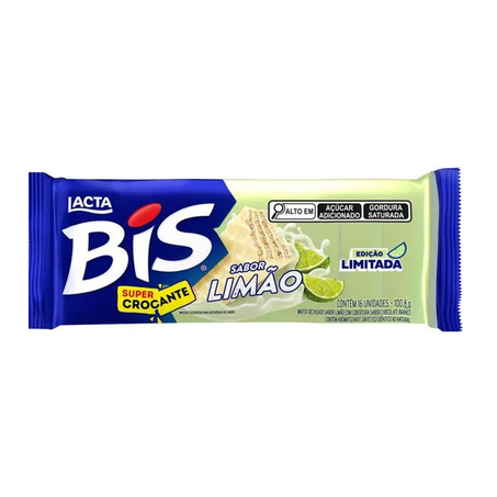 Wafer Recheado Bis Limão Cobertura de Chocolate Branco Pacote 100.8gr