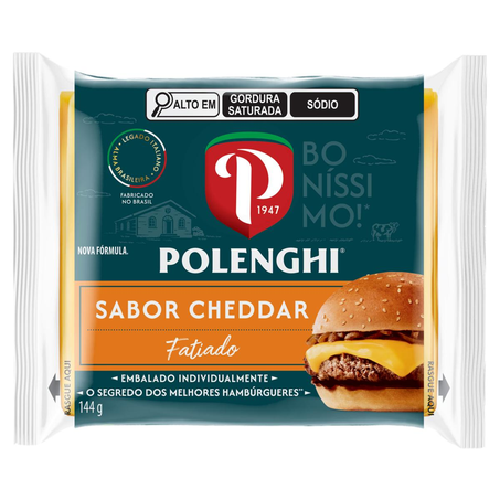 Queijo Polenghi 144g - Tradicional - Sandwich-in - Cheddar - Fatiado