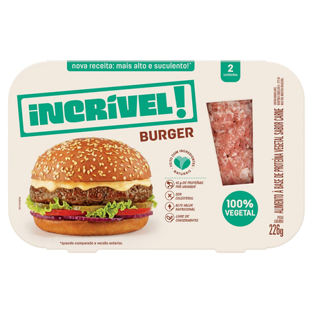 Hambúrguer Vegetal Incrível 226g - Carne - Congelado