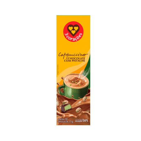 Cápsula 3 Corações Cappuccino Chocolate Pistache 10un 110g 
 