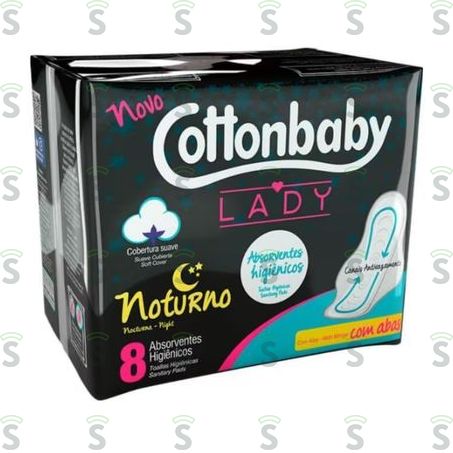  Absorvente Cottonbaby Lady Noturno Com Abas 8un