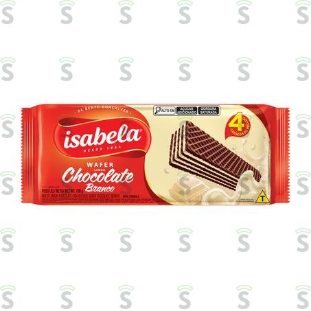  Biscoito Wafer Isabela Chocolate Branco 100g