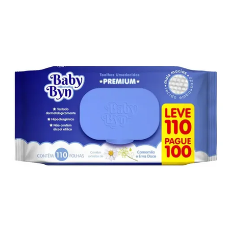 Lenços umedecidos baby bym camolila leve 100 pague 80