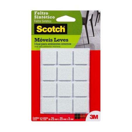 Feltro móveis leves quadrado branco médio scotch 3m c/12