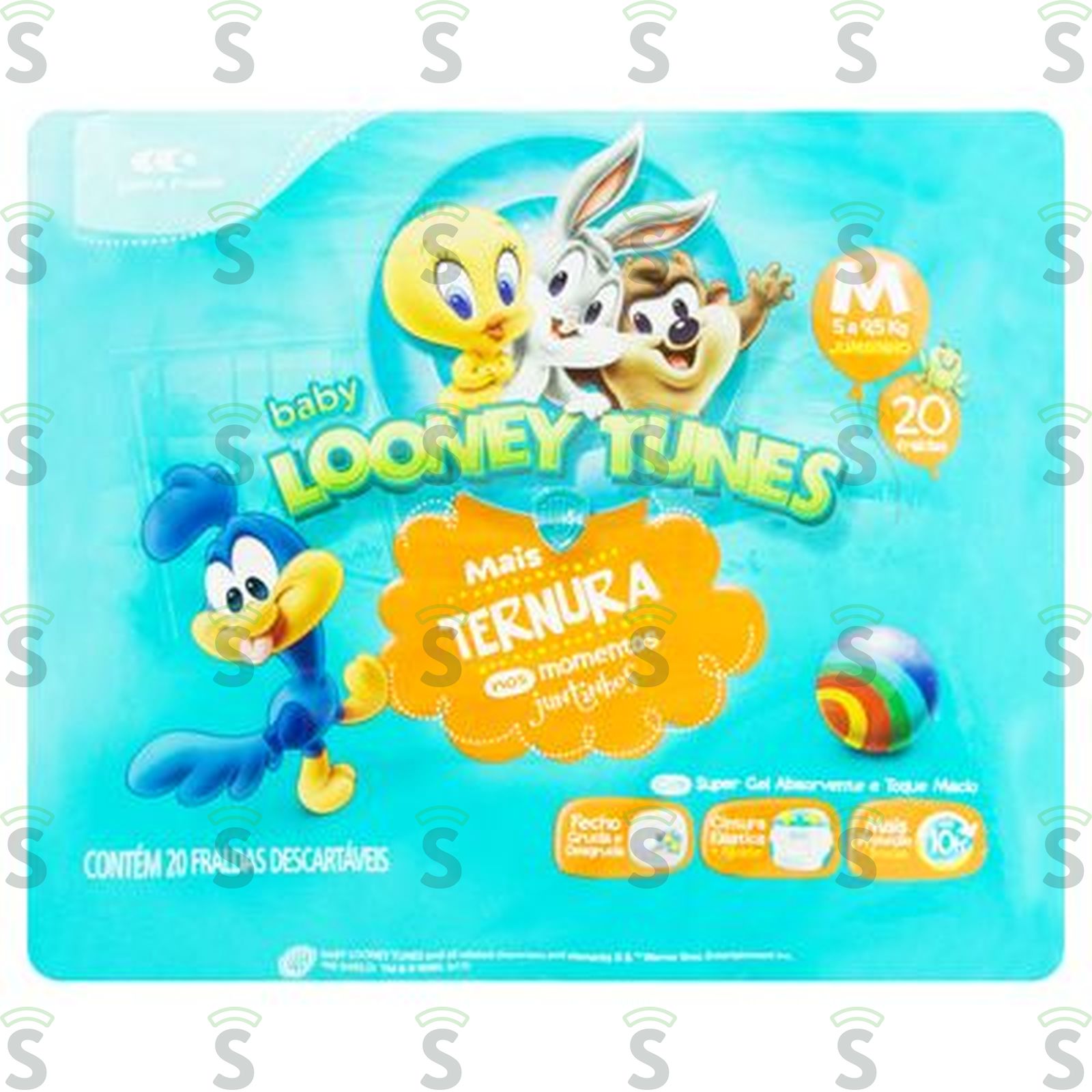 Fraldas Descartáveis Baby Looney Tunes Jumbinho M Pacote 20UN