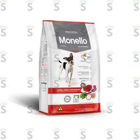  Ração Para Cães Monello Premium Adulto Raça Pequenas Carne Arroz e Beterraba 1kg