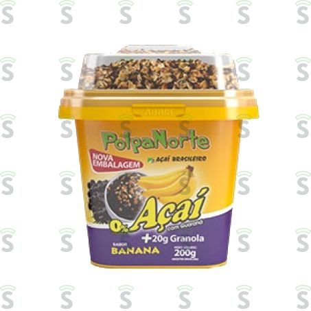  Açaí Congelado Polpa Norte Sabor Banana Com Granola Pote 220g