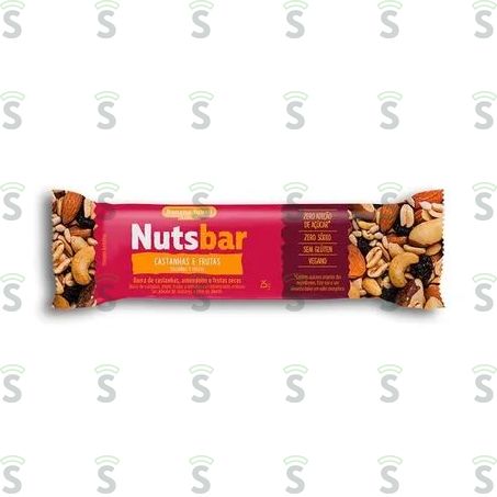  Barra de Cereal Nuts Bar Zero Castanha e Frutas Embalagem 25g