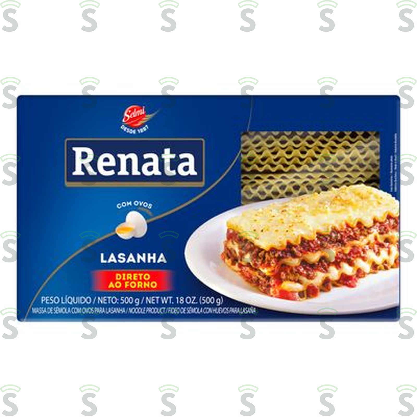 Massa de Sêmola para Lasanha Renata com Ovos Caixa 500gr