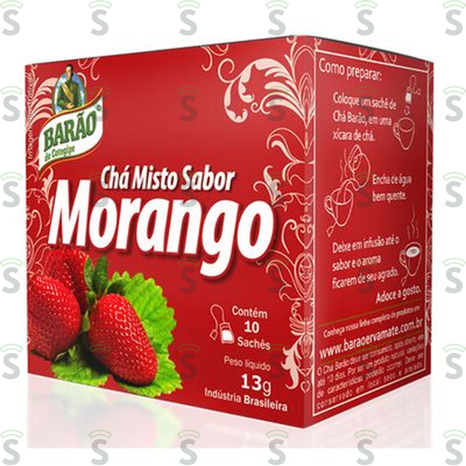 Chá Misto Barão Sabor Morango Embalagem 13G