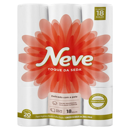 Papel Higiênico Neve 20m - Folha Dupla - Com 18 Rolos