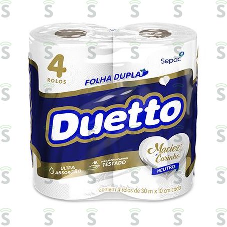  Papel Higiênico Duetto Folha Dupla C/4 Rolos 30m