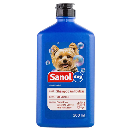 Shampoo Sanol 500ml - Para Cães - Antipulgas