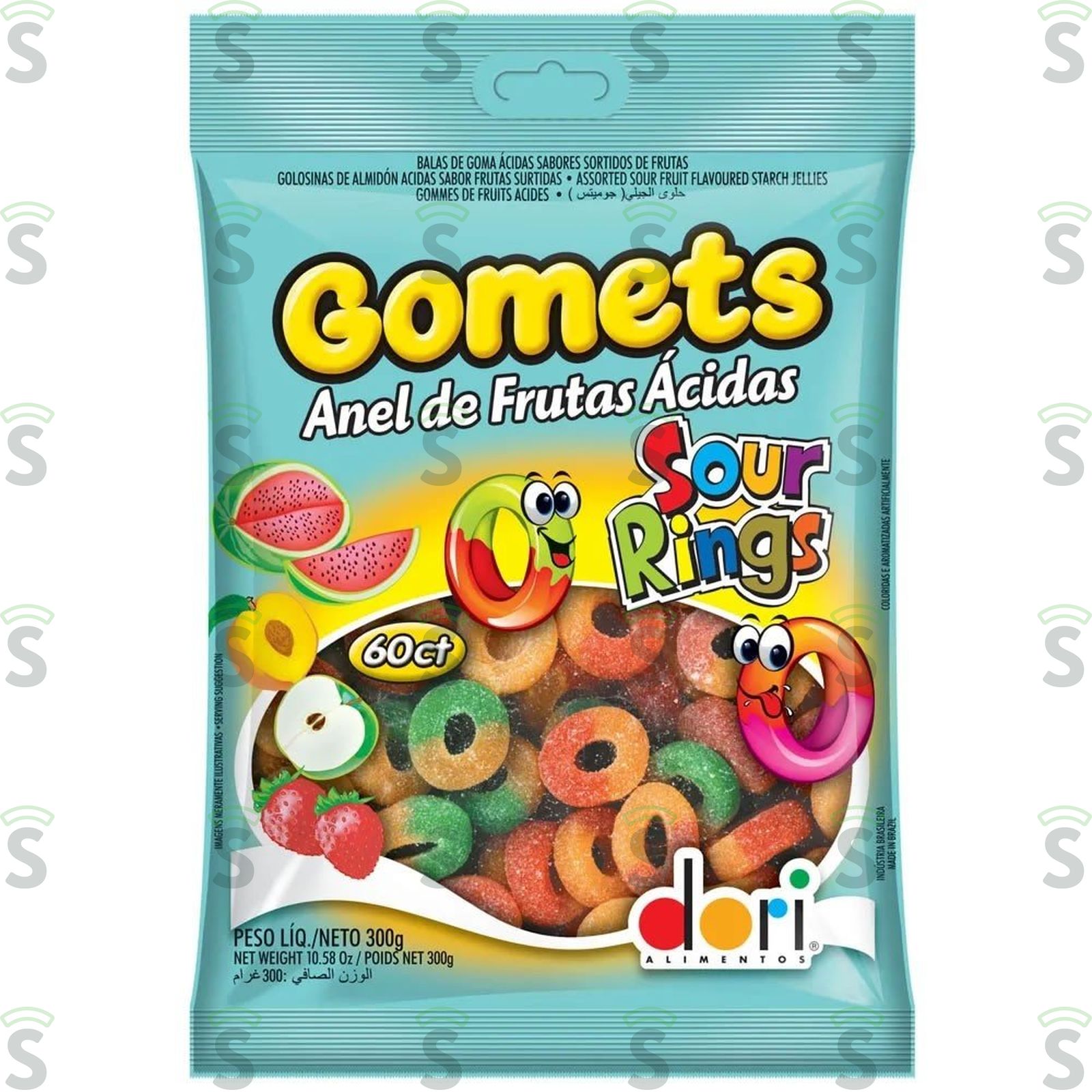 Goma Gomets Anel de Frutas Ácidas Dori Pacote 100G