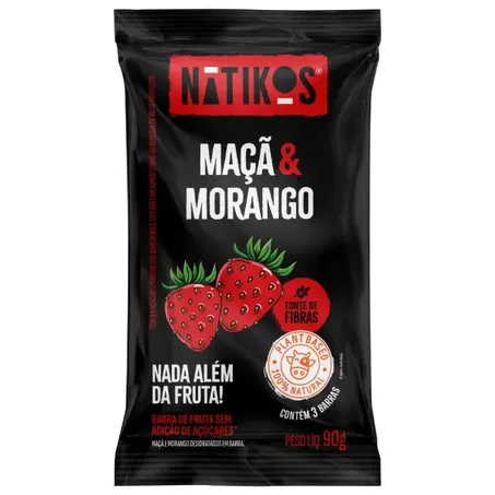 BARRA DE MACA MORANGO  90G - NATIKOS