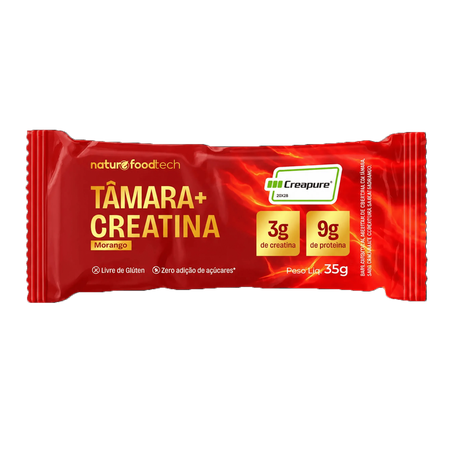 Barra de Tâmara Nature Food Tech com Cratina Creapure e Cobertura Sabor Morango 35g