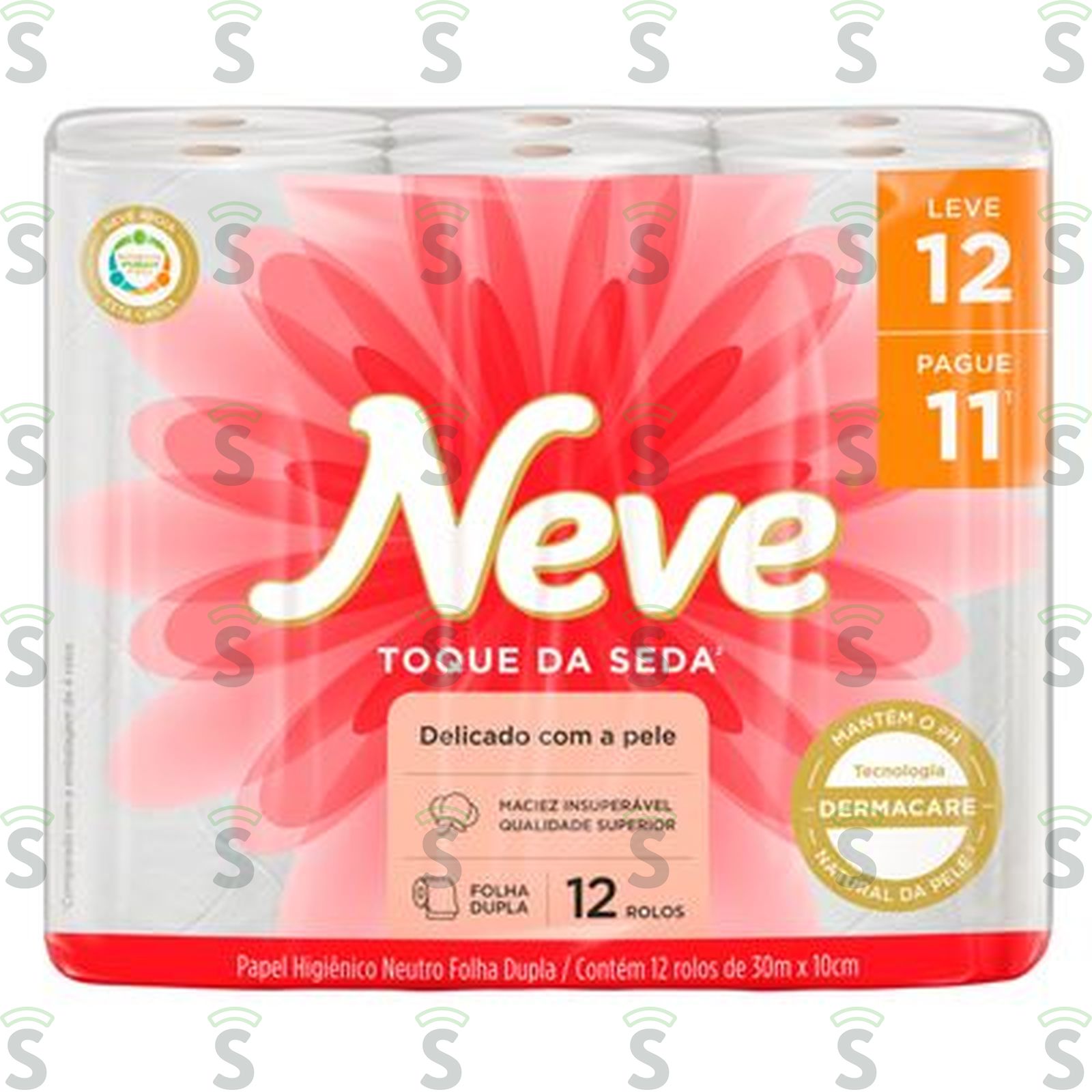 Papel Higiênico Folha Dupla Neutro Neve Toque Da Seda Pacote Leve 12 Pague 11 Unidades 30M