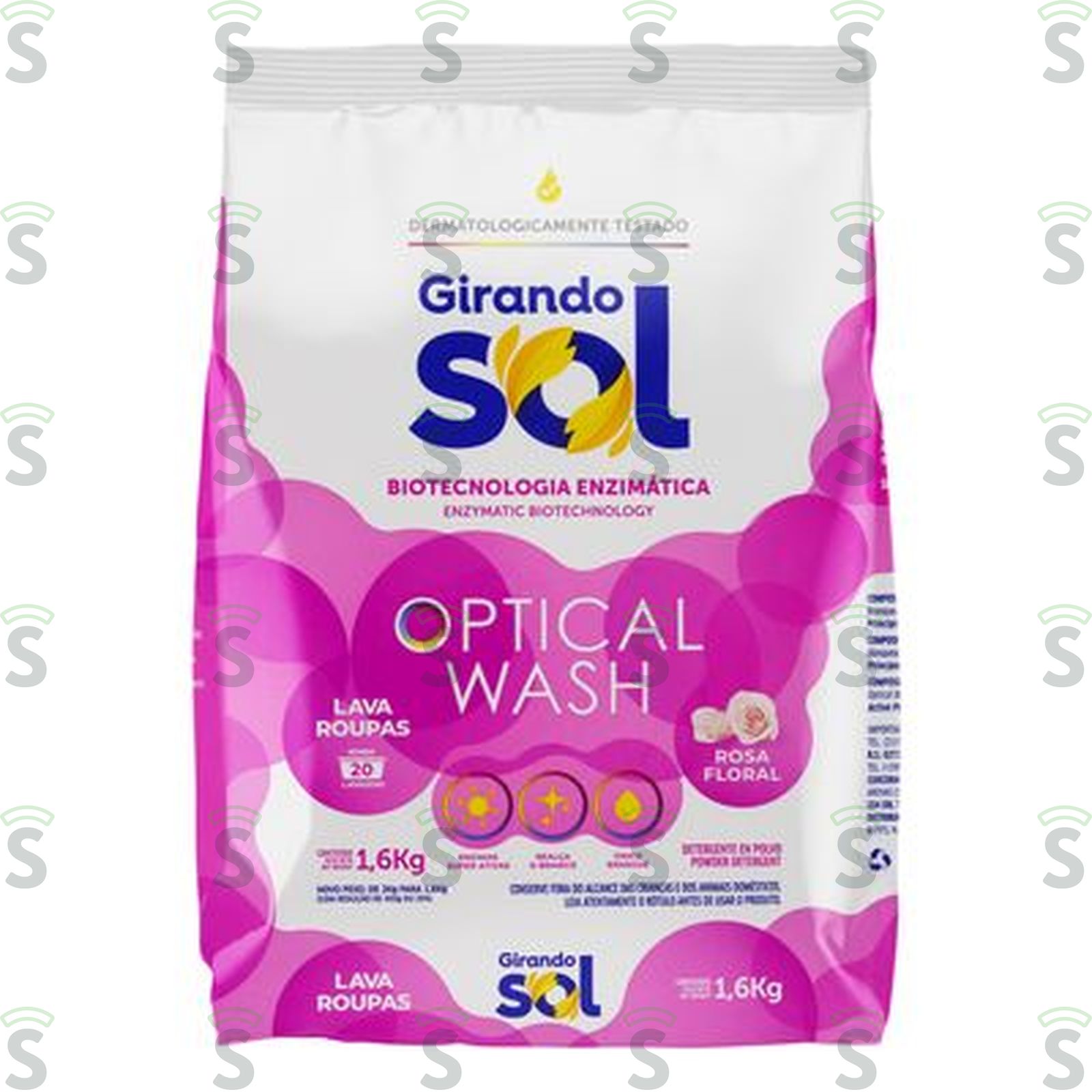Lava-roupas Pó Rosa Floral Girando Sol Optical Wash Pacote 1.6KG