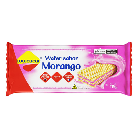 Biscoito Wafer Lowçucar 115g - Diet - Morango