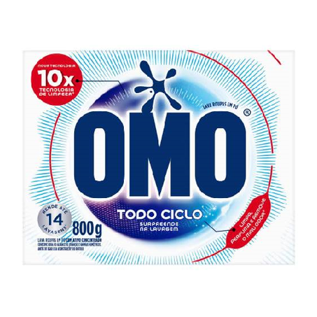 Lava Roupas Em Pó Omo Todo Ciclo Cx 800g