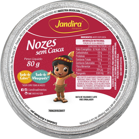 Nozes Jandira 80g - Sem Casca - Pote