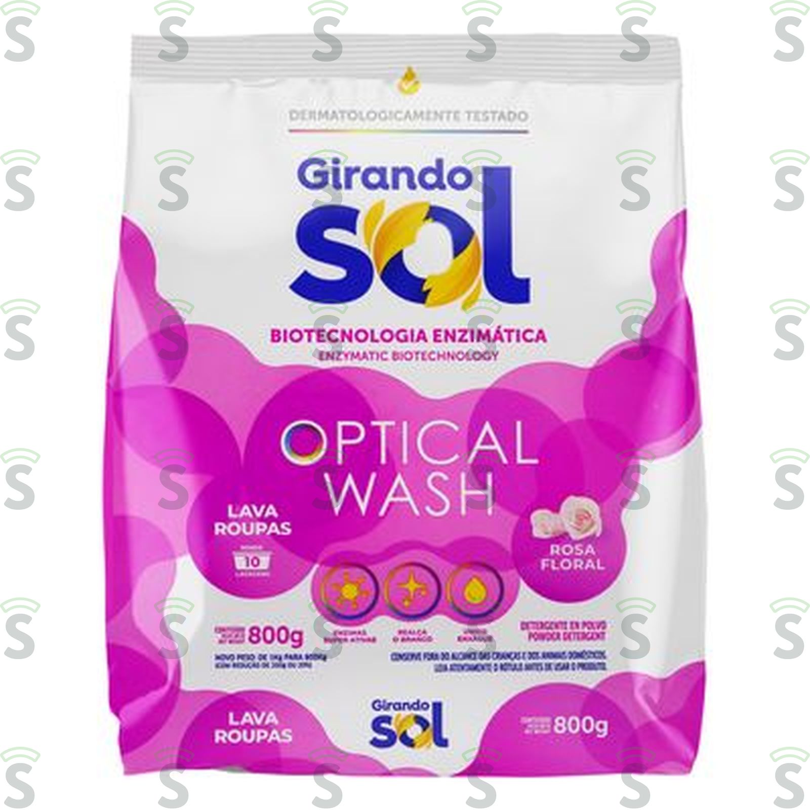 Lava-roupas Pó Rosa Floral Girando Sol Optical Wash Pacote 800G