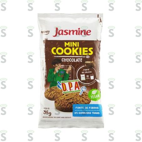  Mini Biscoito Cookie Integral Chocolate D.p.a. Jasmine Pacote 35g