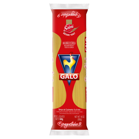 Massa de Sêmola Galo 500g - Spaghetti N. 9