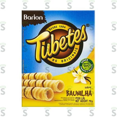  Rolinhos de Wafer Barion Tubetes Baunilha Caixa 75gr