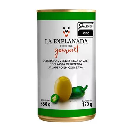 Azeitona Verde Recheada Pasta Jalapeño La Explanada 150g