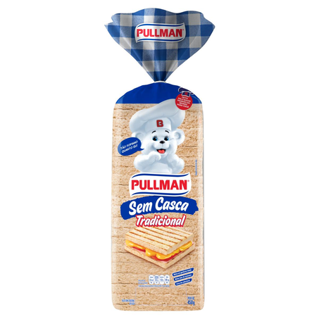 Pão de Forma Pullman 450g - Tradicional - Sem Casca
