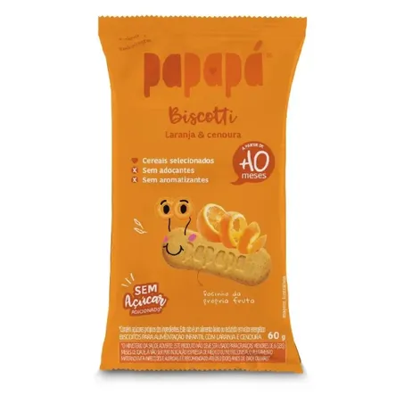 Biscoito Papapá Infantil Biscotti Laranja e Cenoura 60g
