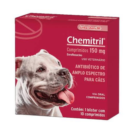 Antibiótico Chemitril 150mg para Cães 10 comprimidos