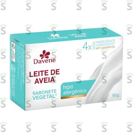  Sabonete Barra Vegetal Davene Sem Perfume Leite de Aveia Clássico Caixa 90gr
