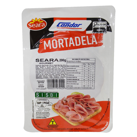 Mortadela Seara Gourmet Condor 200g - Defumada - Fatiada
