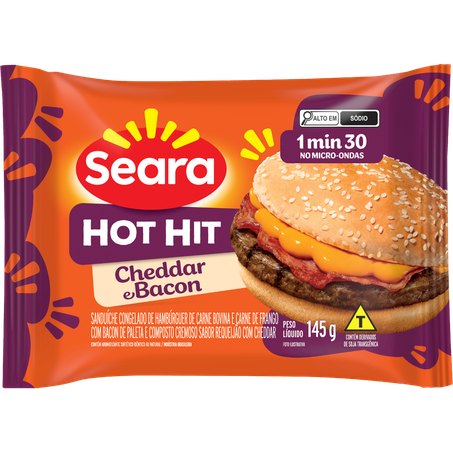 Sanduiche hot hit seara 145g bac/cheddar