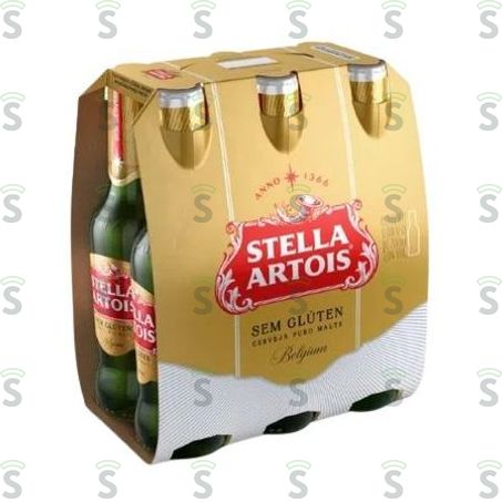  Cerveja Lager Stella Artois Puro Malte Sem Glúten Garrafa 330ml - Long Neck Com 6un - 1.9lt