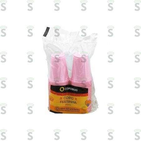  Copobras-copo Festinha 200ml C/50 Rosa