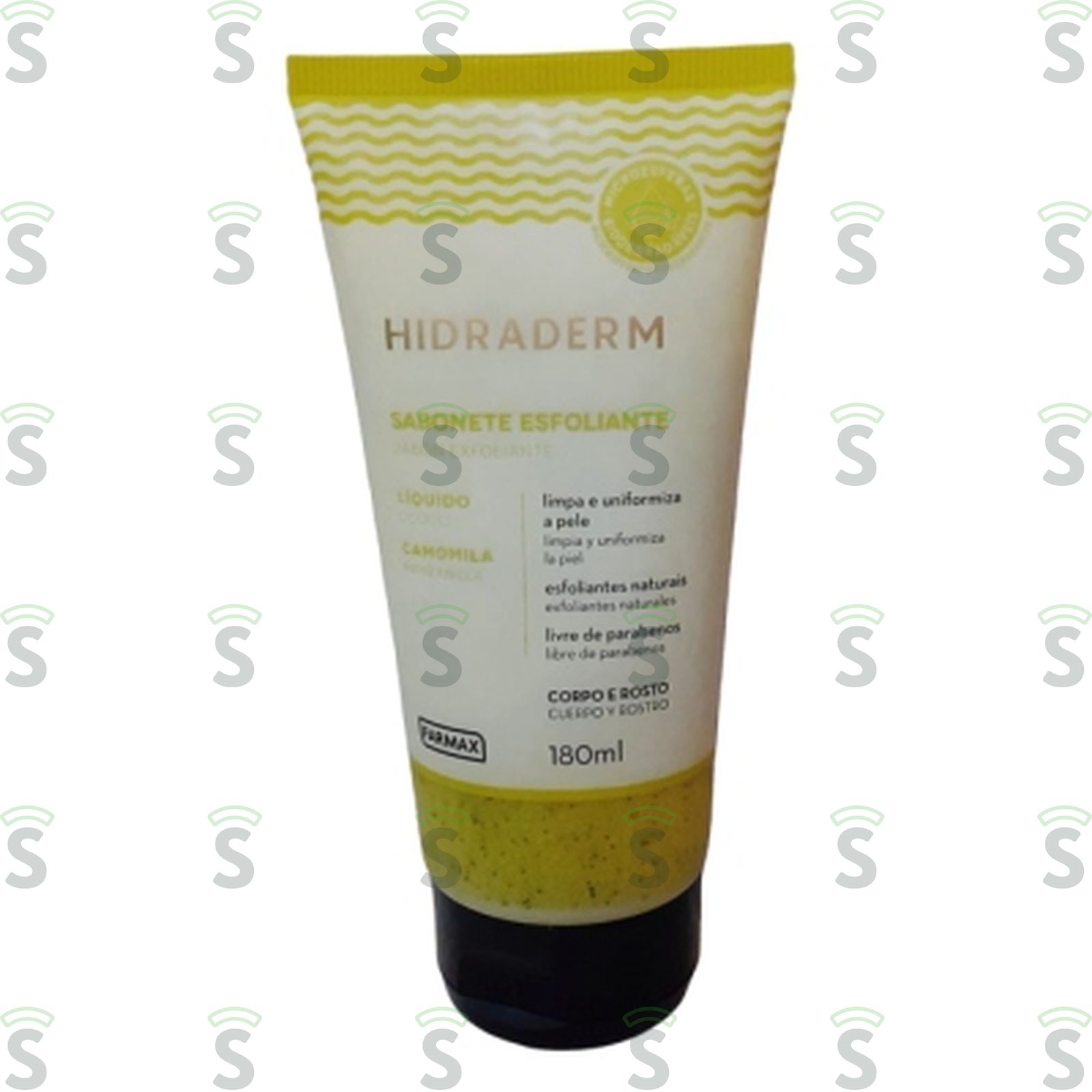 Sabonete Líquido Farmax Esfoliante Corporal e Facial Camomila Hidraderm Squeeze 180ml