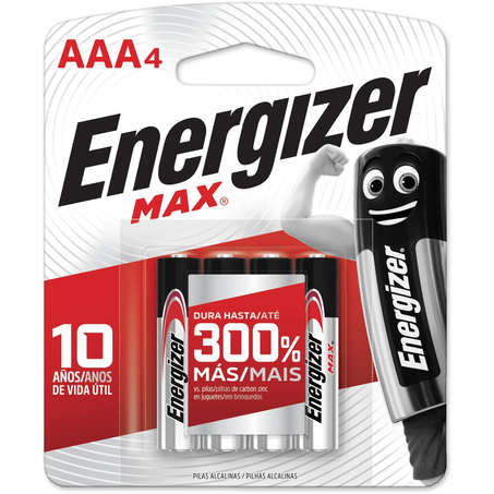 Pilha Alcalina Energizer Max AAA - Com 4 Pilhas