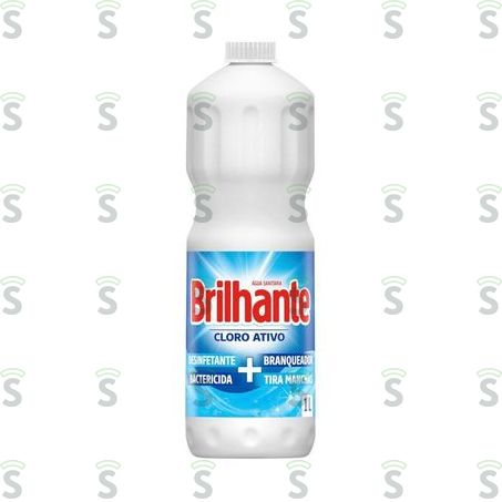  Água Sanitária Brilhante Cloro Ativo Frasco 1lt