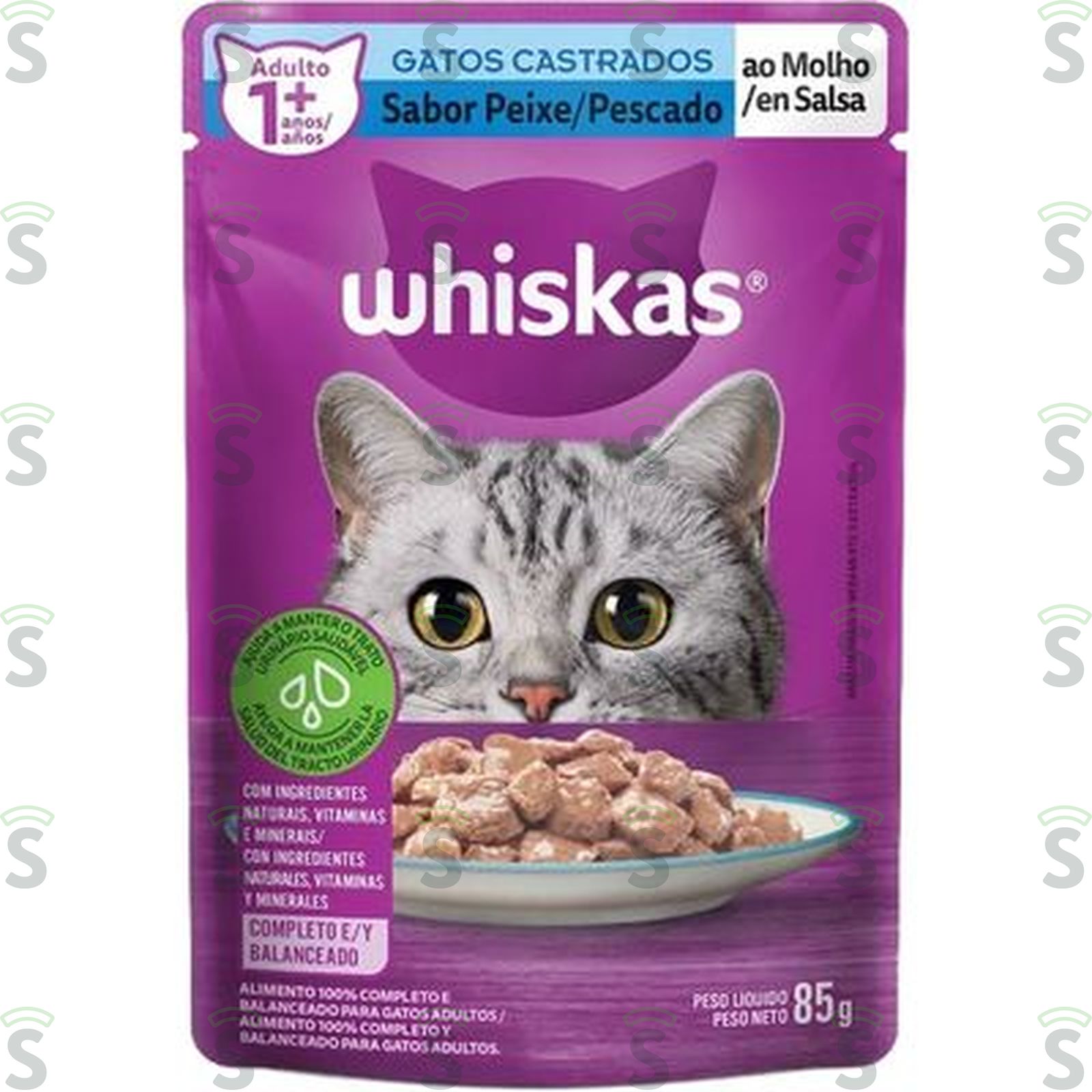 Whiskas-alimento sache 85g peixe gatos castrados