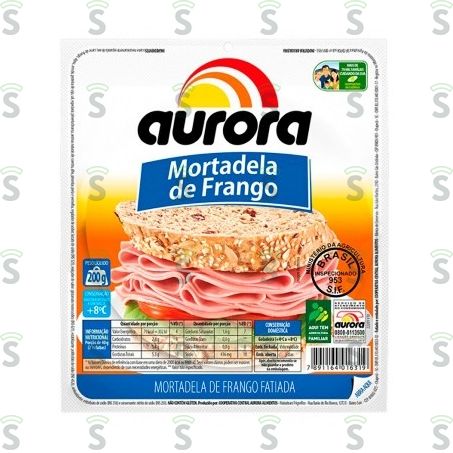  Mortadela de Frango Aurora Fatiada Embalagem 200g