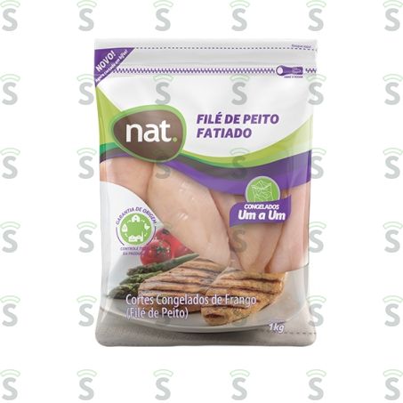  Filé de Peito Fatiado de Frango Nat Congelado Iqf Embalagem 1kg