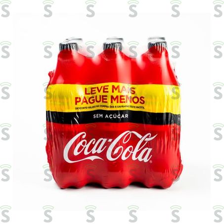  Refrigerante Coca-cola Sem Açúcar Garrafa 600ml - Pacote Com 6un - 3.6lt