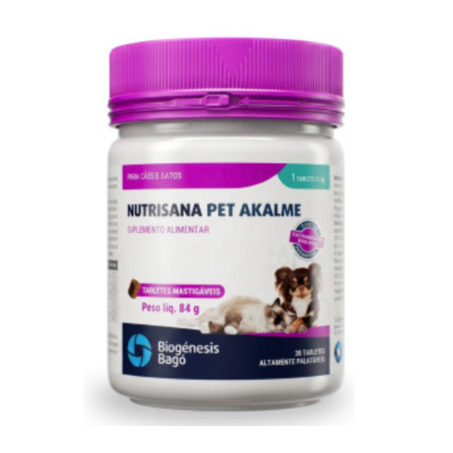 Suplemento Nutrisana Pet Akalme para Cães e Gatos 30 Tabletes Mastigáveis 84g