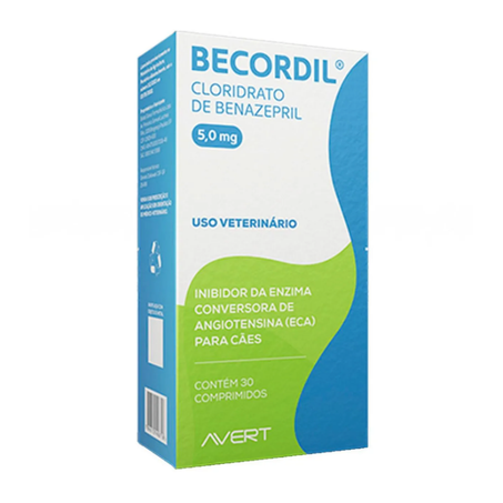 Becordil 5mg Anti-Hipertensivo para Cães Avert 30 comprimidos