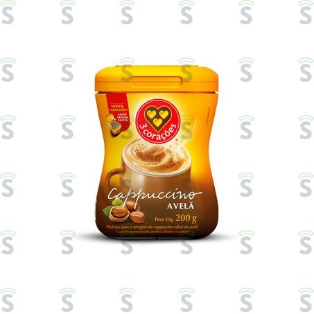  Cappuccino Solúvel 3corações Avelã  Pote 200gr