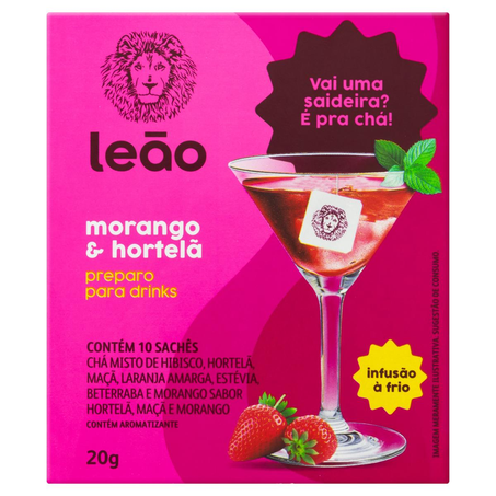 Chá Leão 20g - 10 unidades - Drinks - Hortelã e Morango