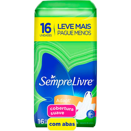 Absorvente Sempre Livre Suave - Com Abas - Com 16 Absorventes - Leve Mais, Pague Menos